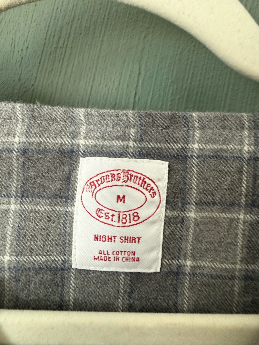 Brooks Brothers Mens Sleep Shirt Soft Cotton Tartan Gray Plaid Size Medium - Picture 4 of 6